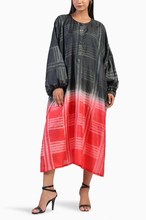 Geometric Shibori Kaftan Dress