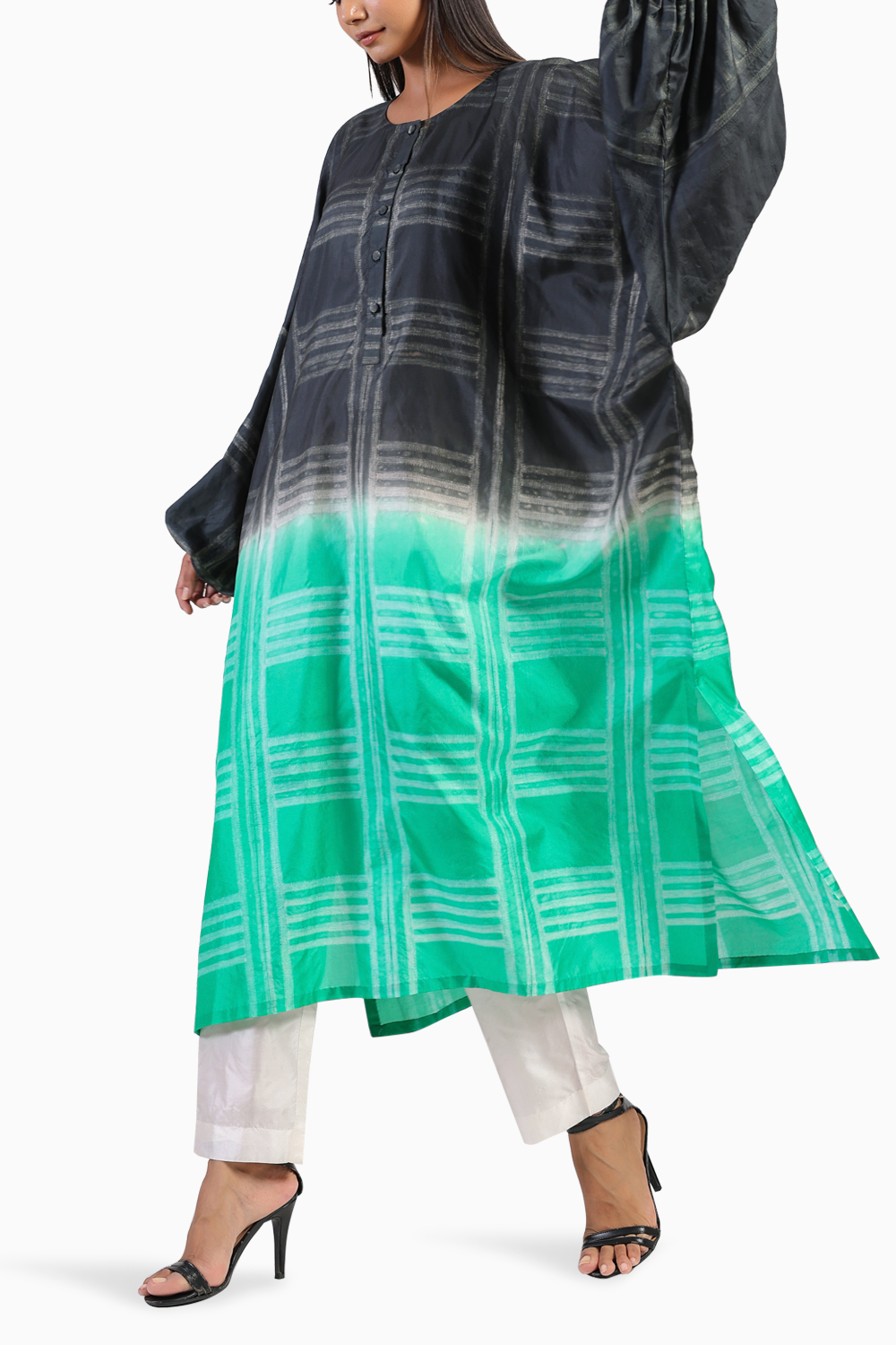 Geometric Shibori Kaftan Set