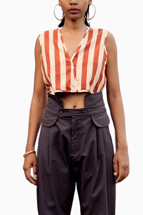 Caroline Crop Top and Grey Teal Trouser