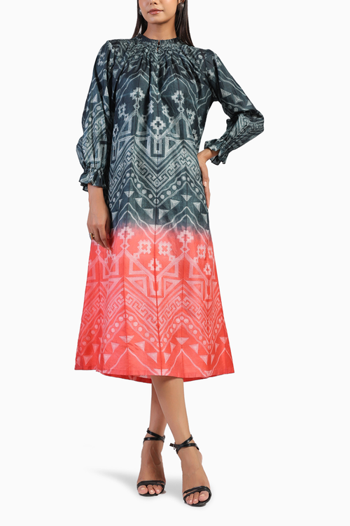 Shibori Neck Pleat Dress