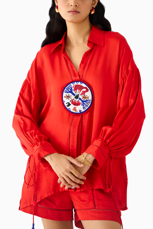 Zulu Red Linen Shirt and Shorts