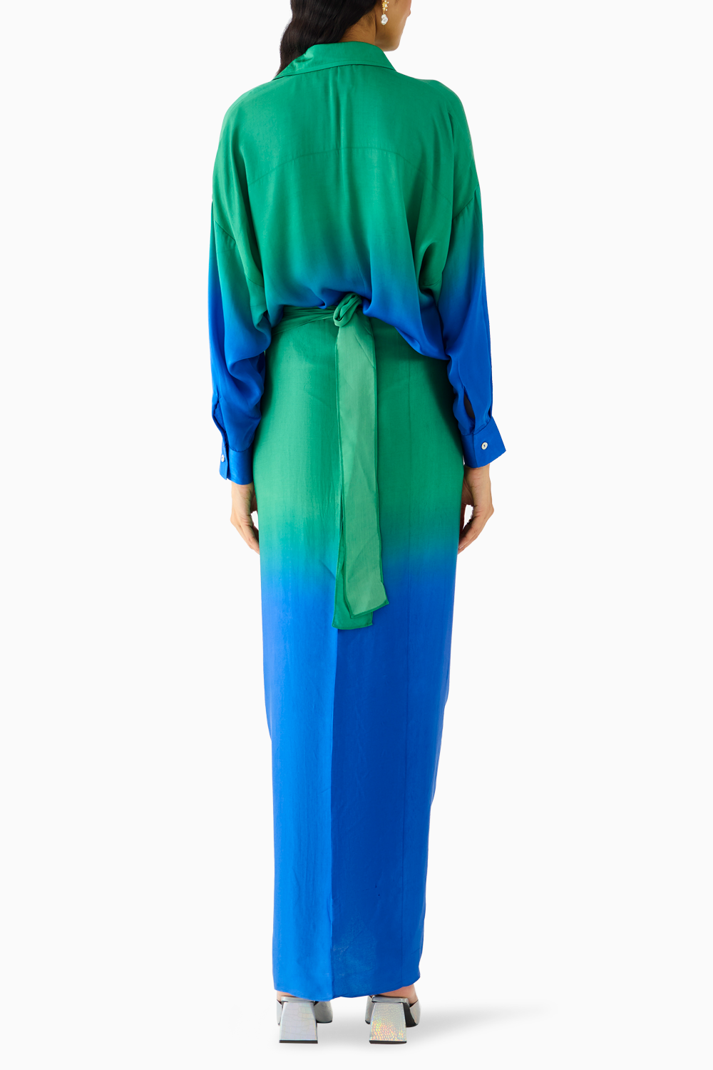 Emerald Draped Shirt Dress