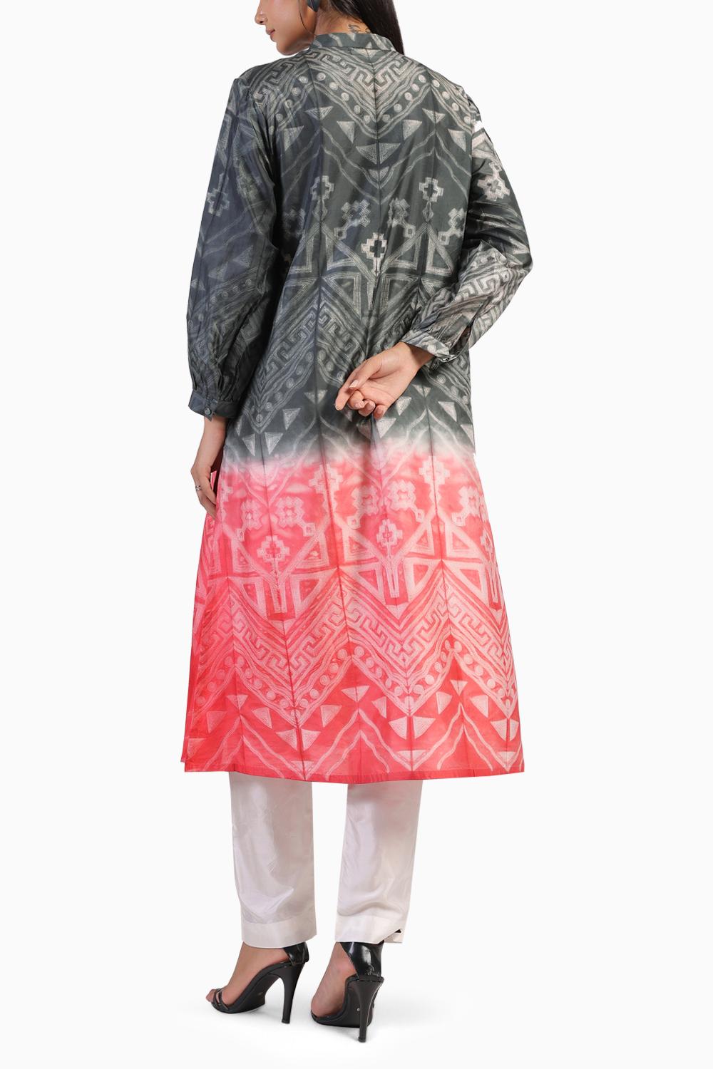 Tribal Front Open Ombre Shibori Kurta Set