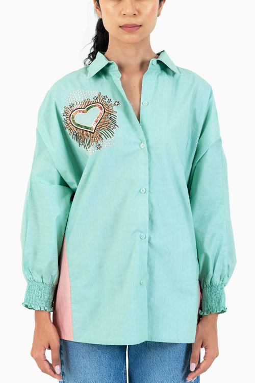 Mint Blue Lily Shirt