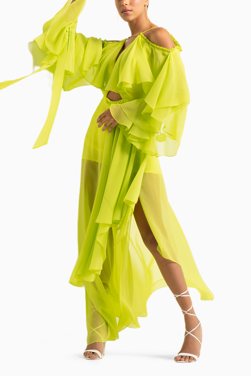 Lime Green Asymentric Dress