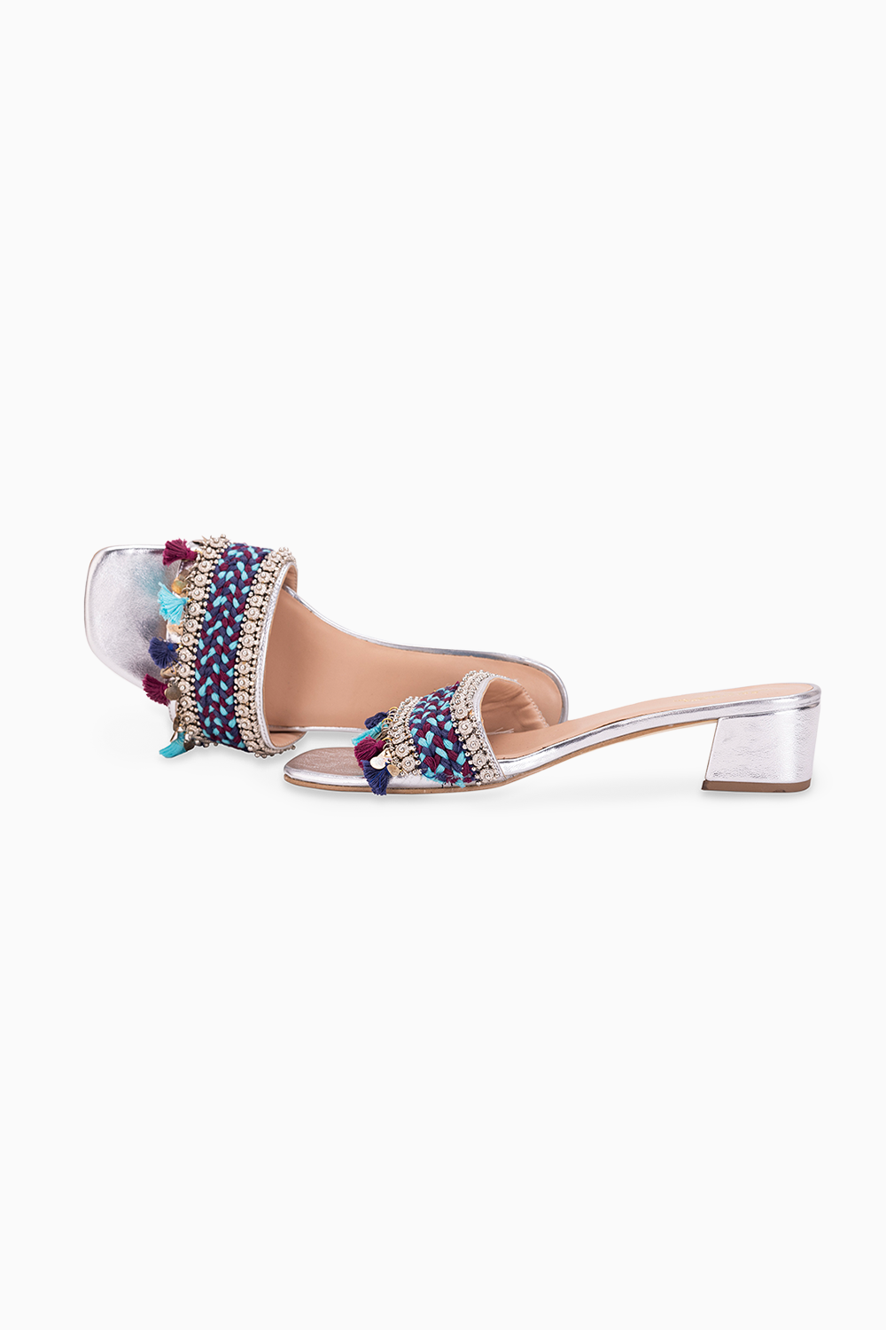 Linus Silver Blue Heels