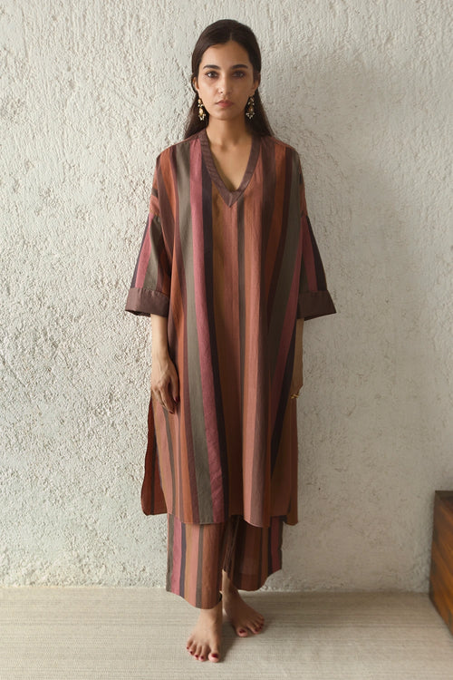 Spice Stripe Longline Vee Shift Tunic