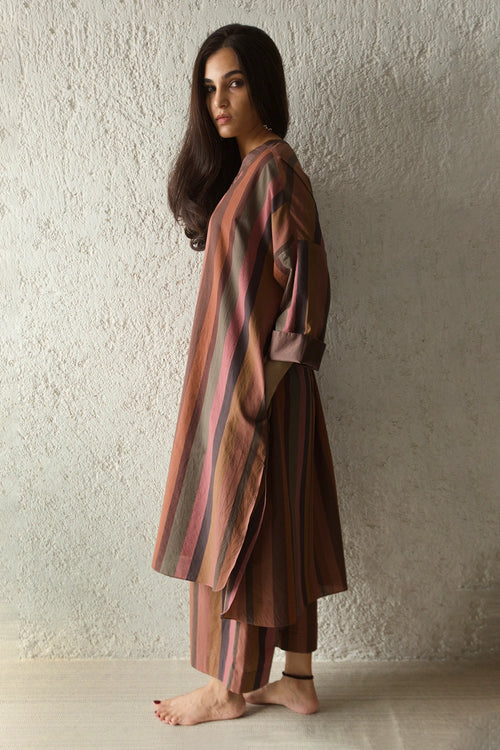Spice Stripe Longline Vee Shift Tunic