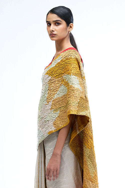 Mustard-Ivory Red Shifter Saree
