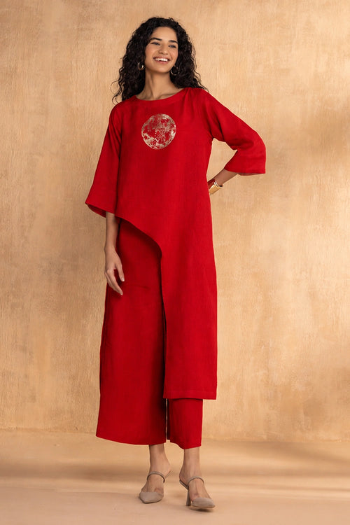 Red Luna High Low Co-ord Set