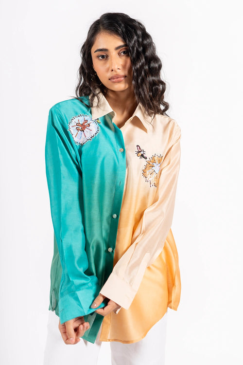 Teal Ecru Multi Walker Shirt