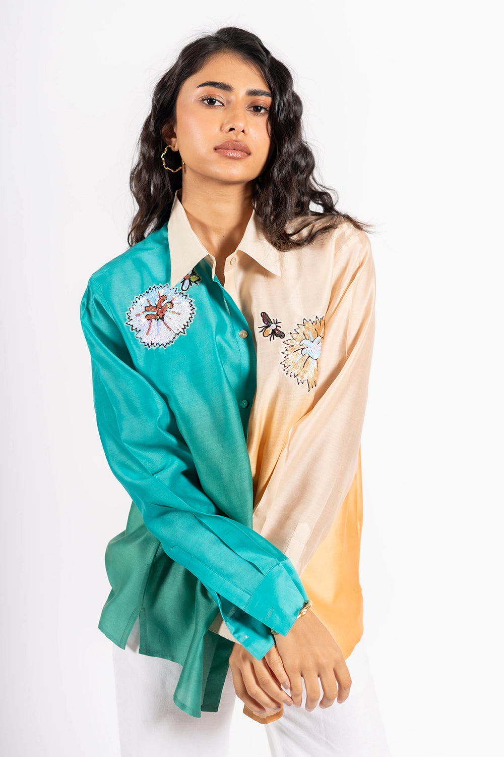 Teal Ecru Multi Walker Shirt