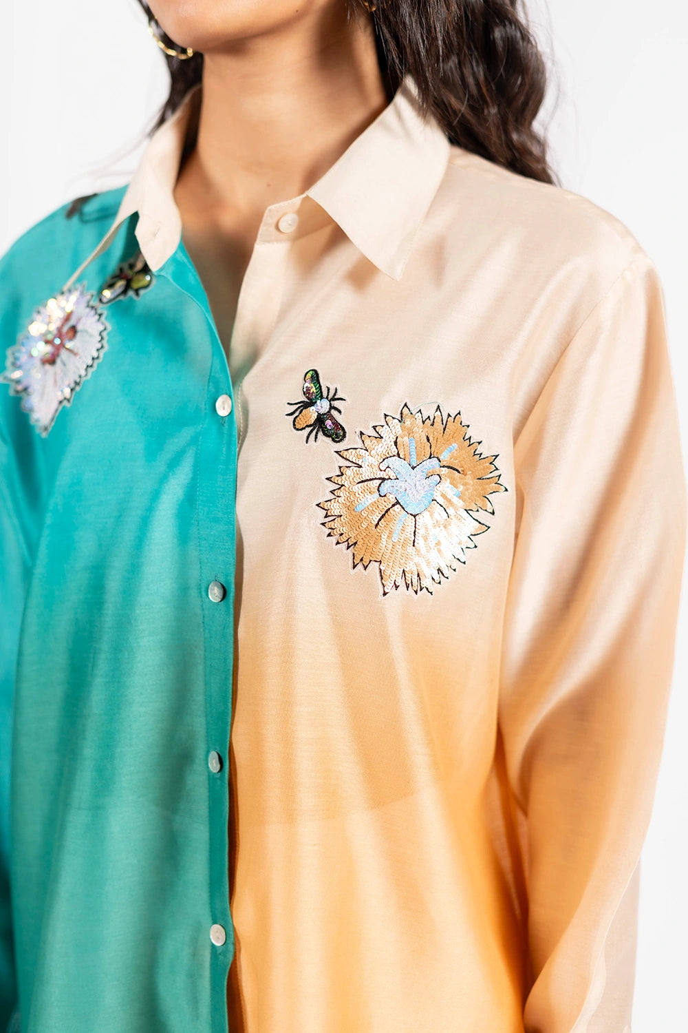 Teal Ecru Multi Walker Shirt