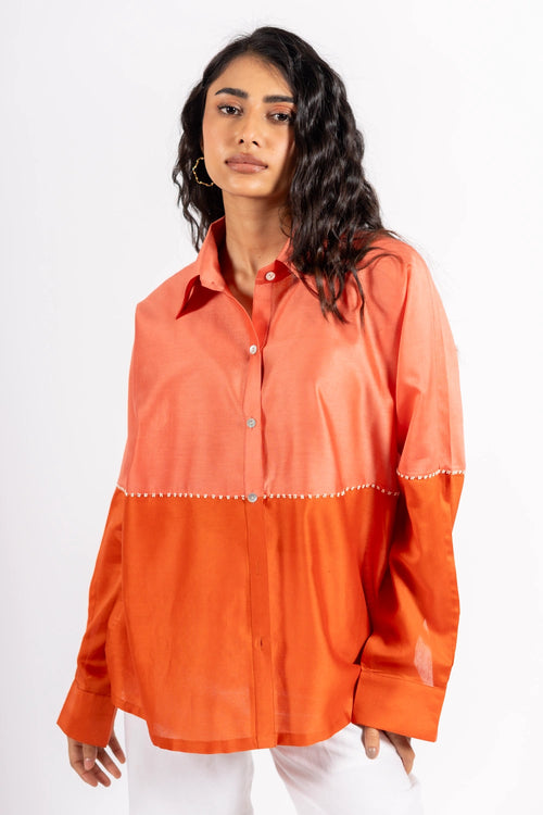 Orange Pink Beanie Shirt