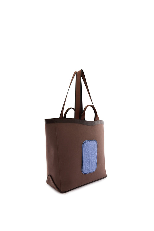 Maison Canvas Cacao Ocean Blue Large Tote Bag