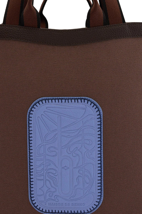 Maison Canvas Cacao Ocean Blue Large Tote Bag