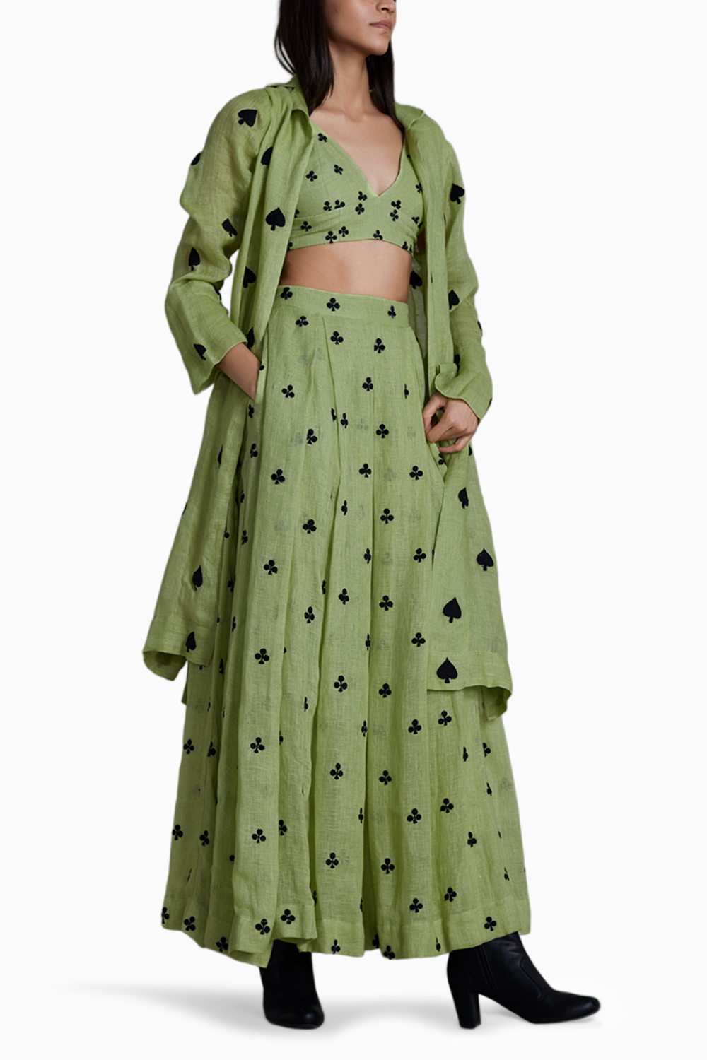 Mati Club Cover Lehenga Set-Green