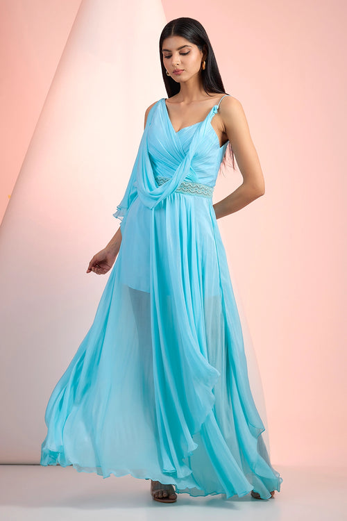 Sky Blue Love Pleated Dress