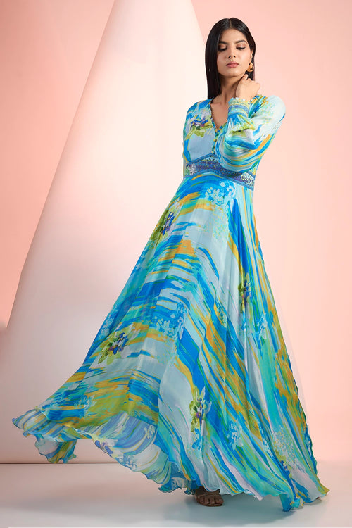 Blue Love Printed Dress