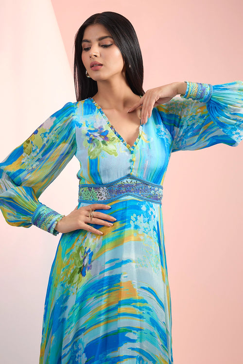 Blue Love Printed Dress
