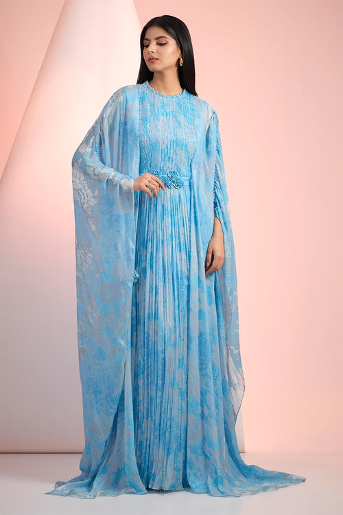 Sky Blue Love Printed Flowy Dress