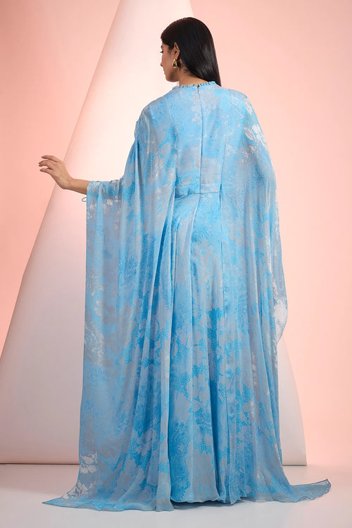 Sky Blue Love Printed Flowy Dress