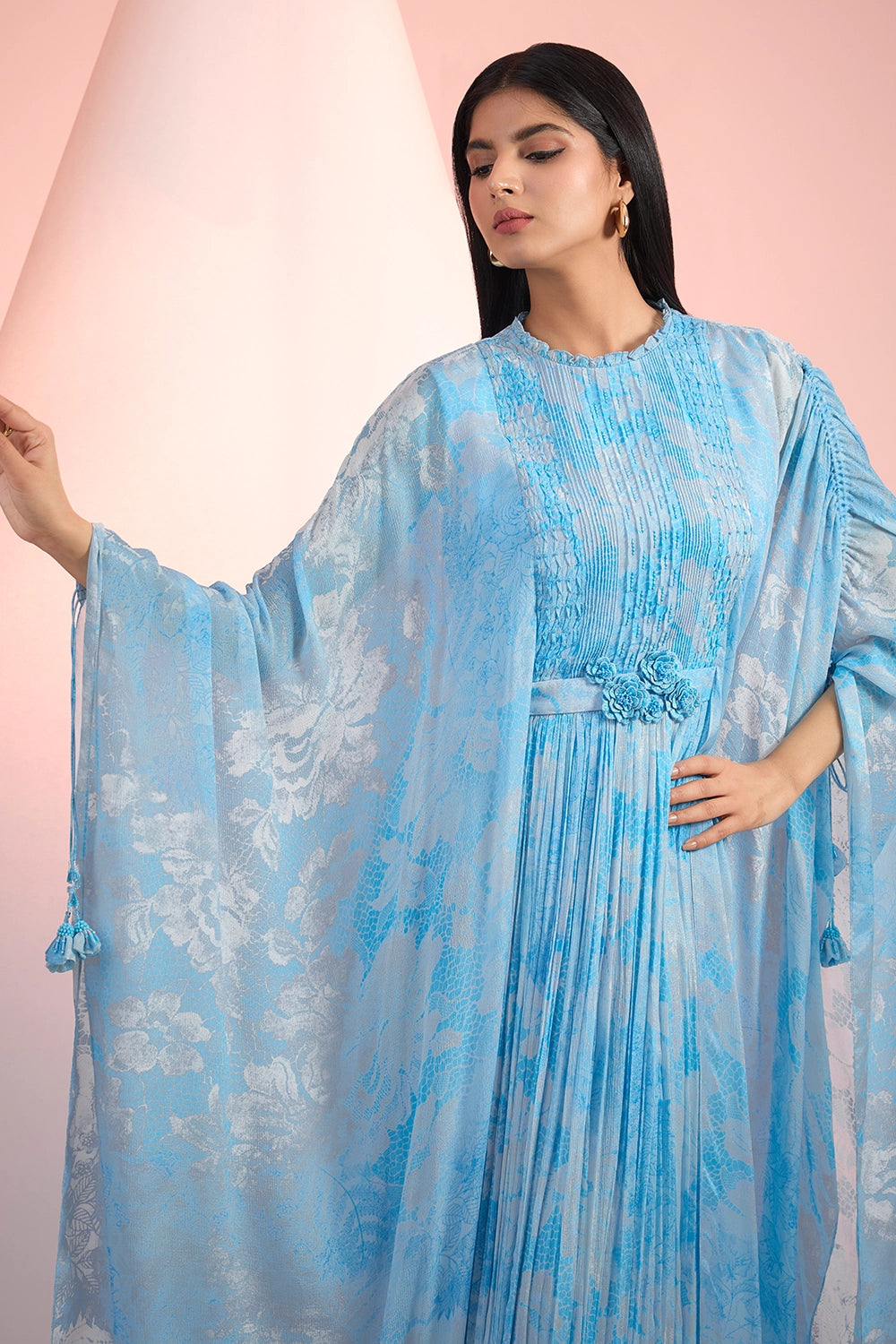 Sky Blue Love Printed Flowy Dress