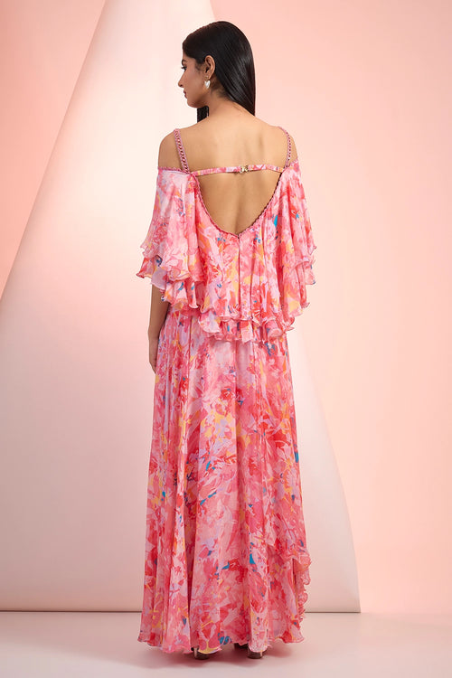 Pink Love Flared Printed Dress