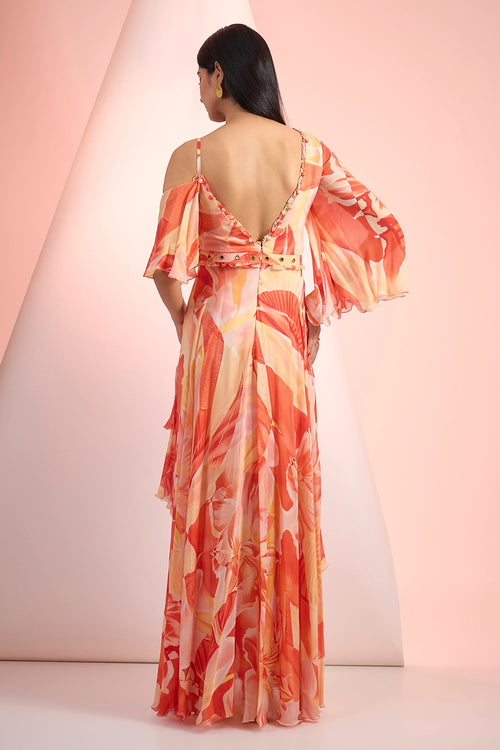 Orange Love Printed Dress