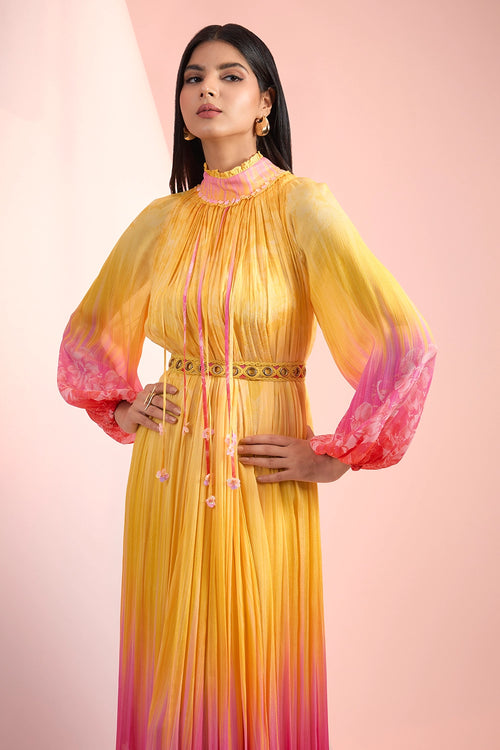 Yellow Pink Love Printed Dress