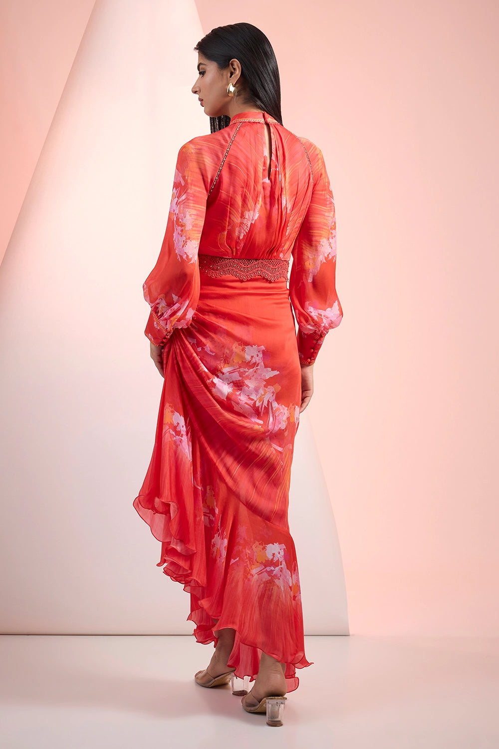 Red Love Dramatic Printed Dress