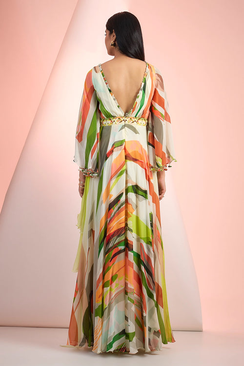 Green Love Splash Printed Dress