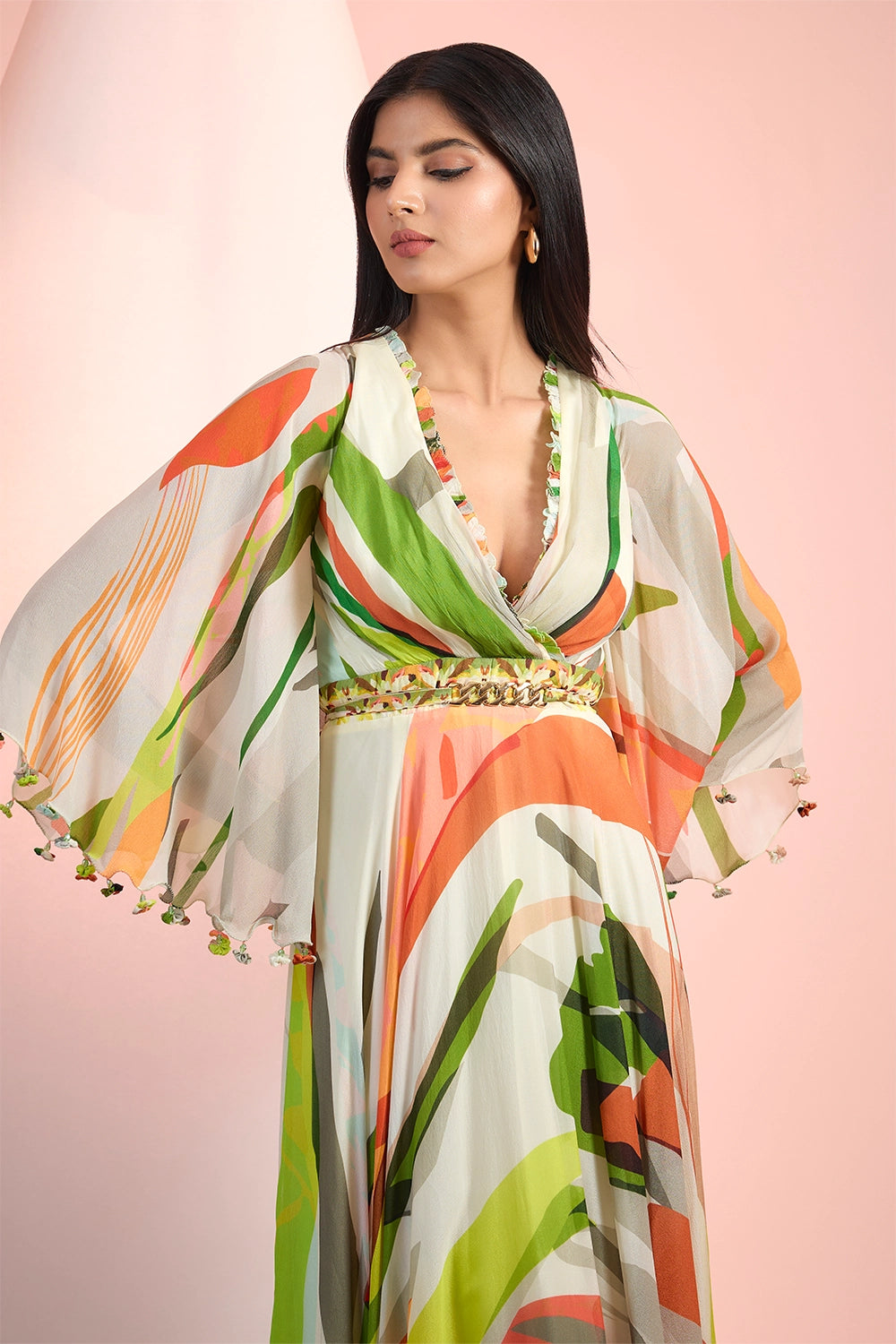 Green Love Splash Printed Dress