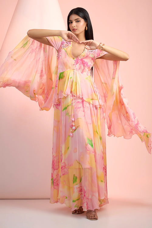Peach Pink Love Printed Dress