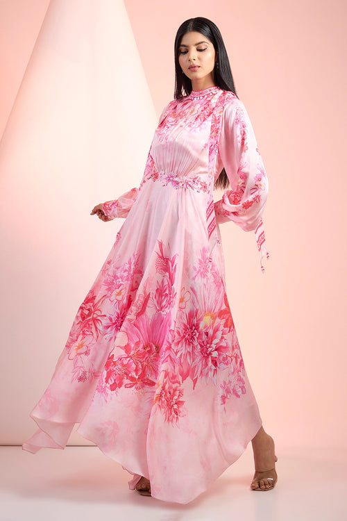 Pink Love Printed Asymetrical Dress