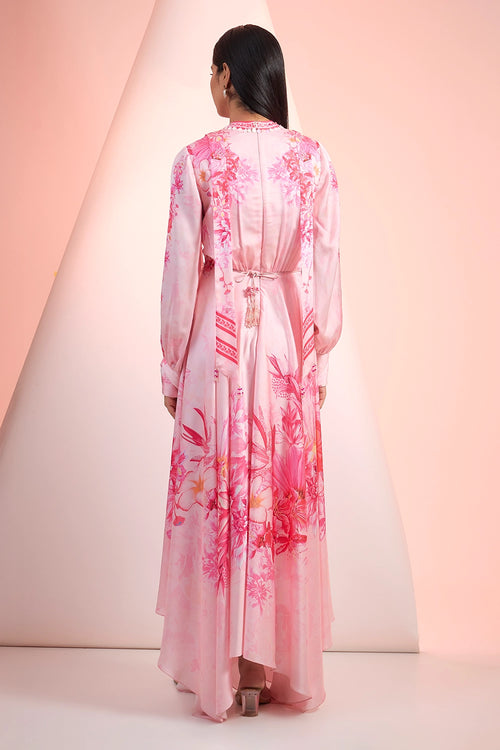 Pink Love Printed Asymetrical Dress