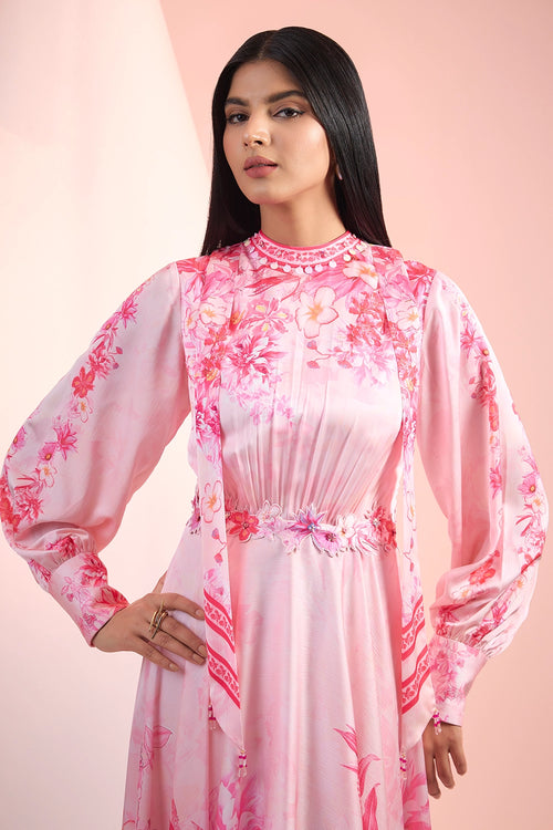 Pink Love Printed Asymetrical Dress