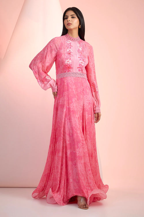 Pink Love Printed Long Dress