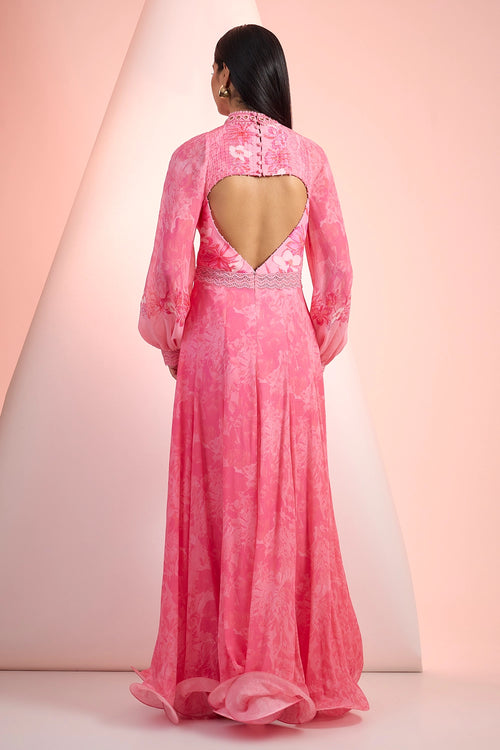 Pink Love Printed Long Dress