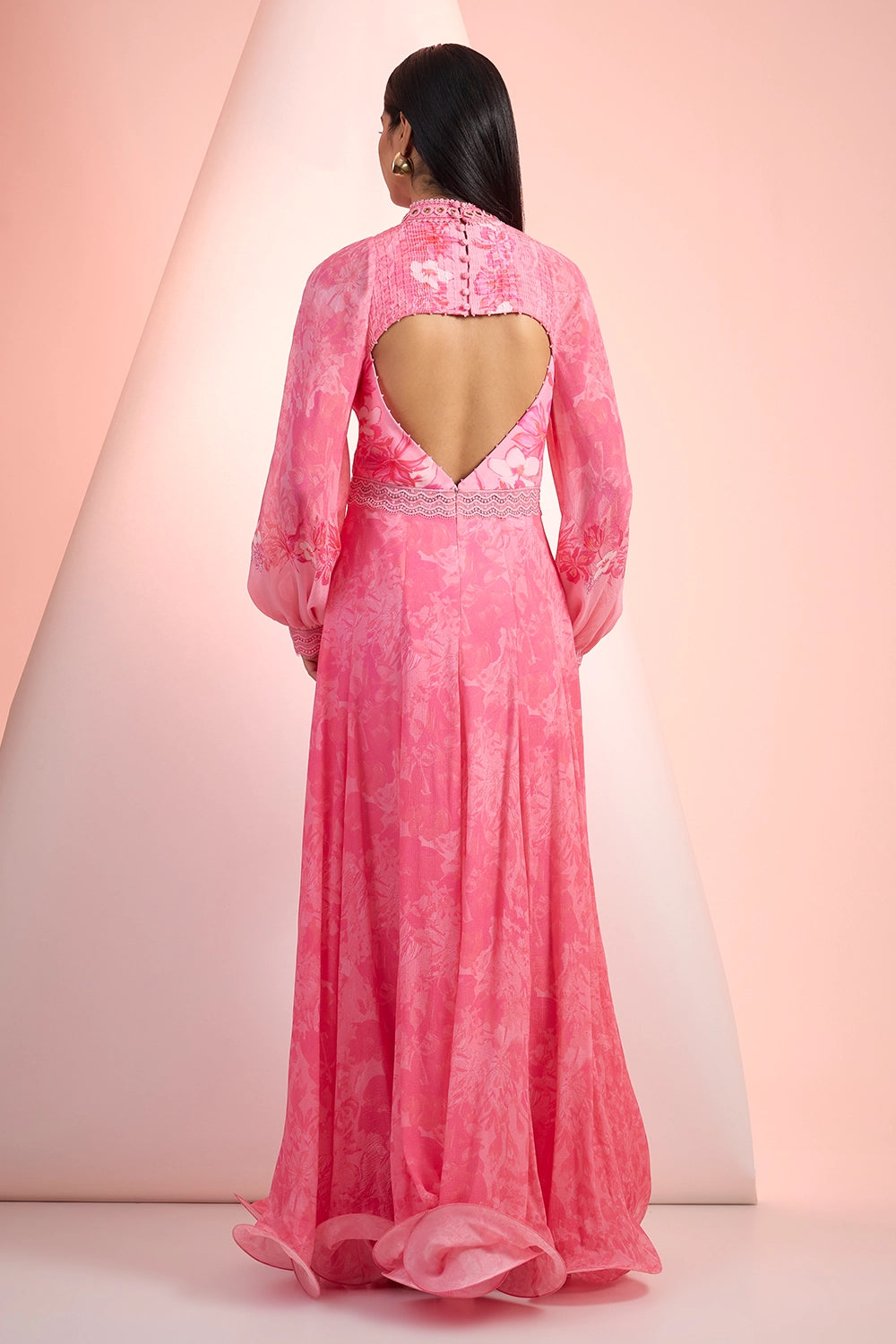 Pink Love Printed Long Dress