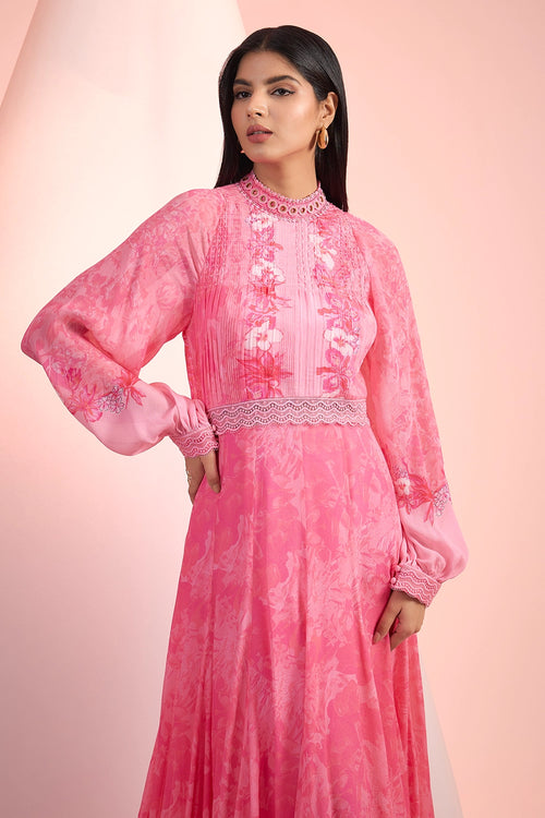 Pink Love Printed Long Dress