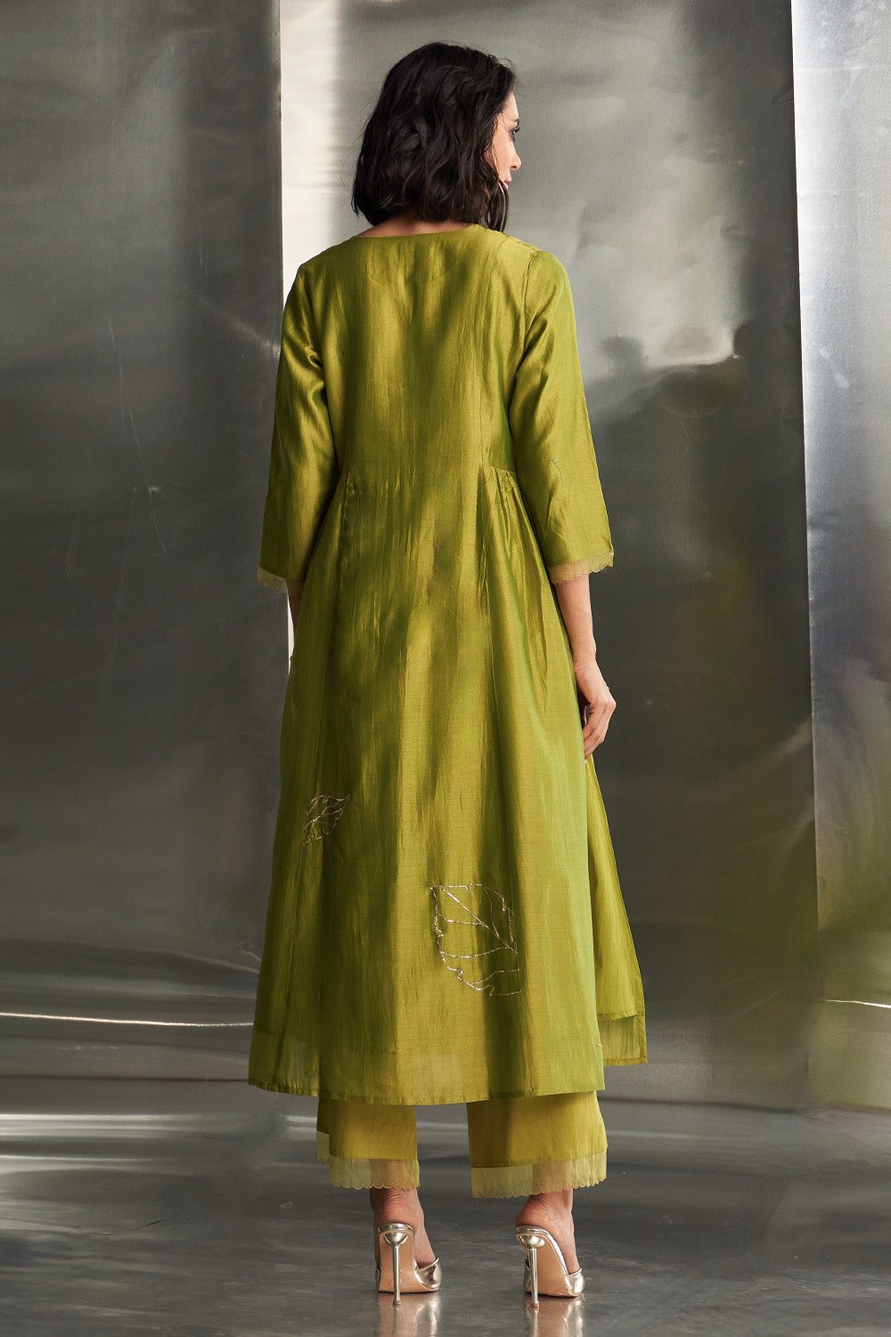 Berry Green Side Gathered Kurta Set