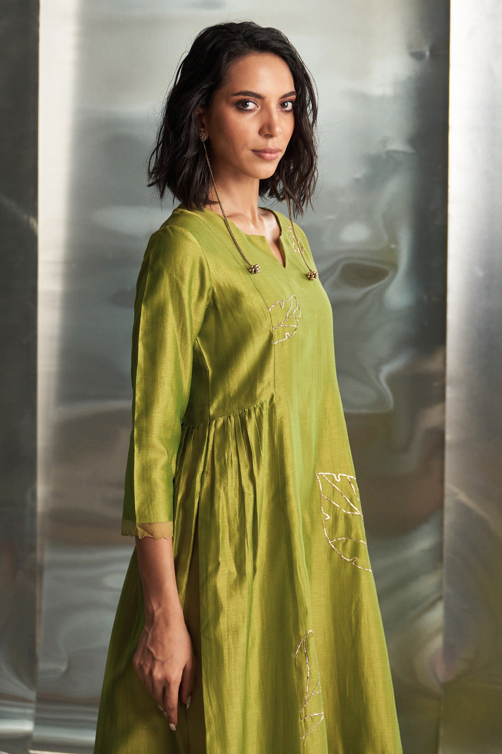 Berry Green Side Gathered Kurta Set