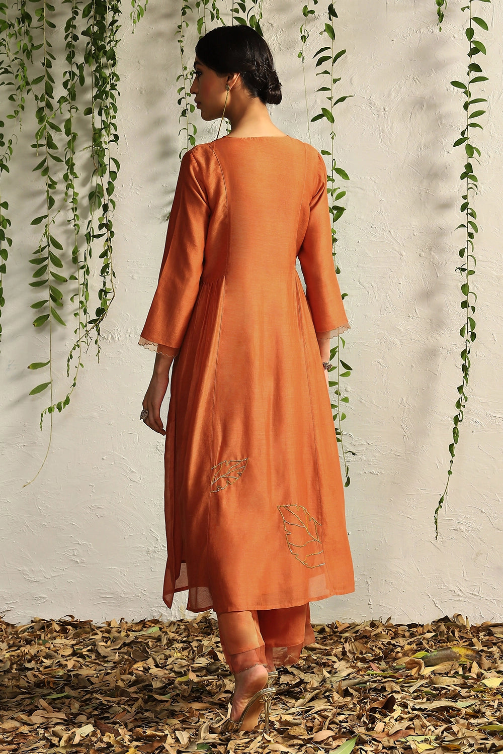 Spice Orange Side Gathered Kurta Set