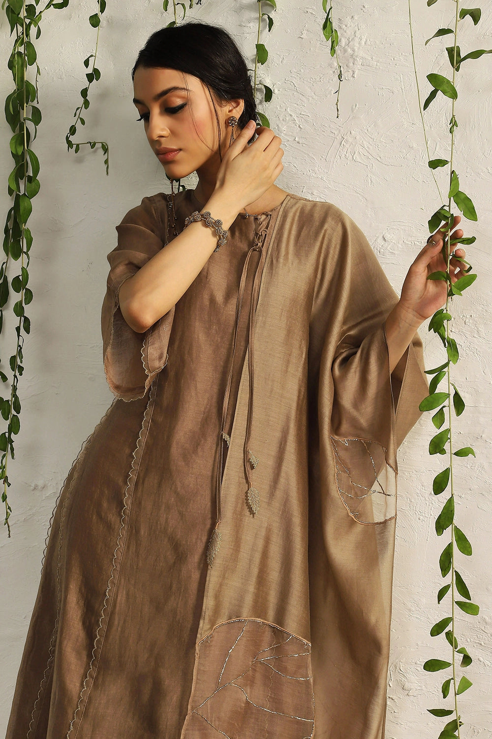 Ginger Chanderi  Tie-Up Kurta Set