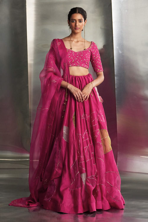 Mulberry Pop Pink Lehenga