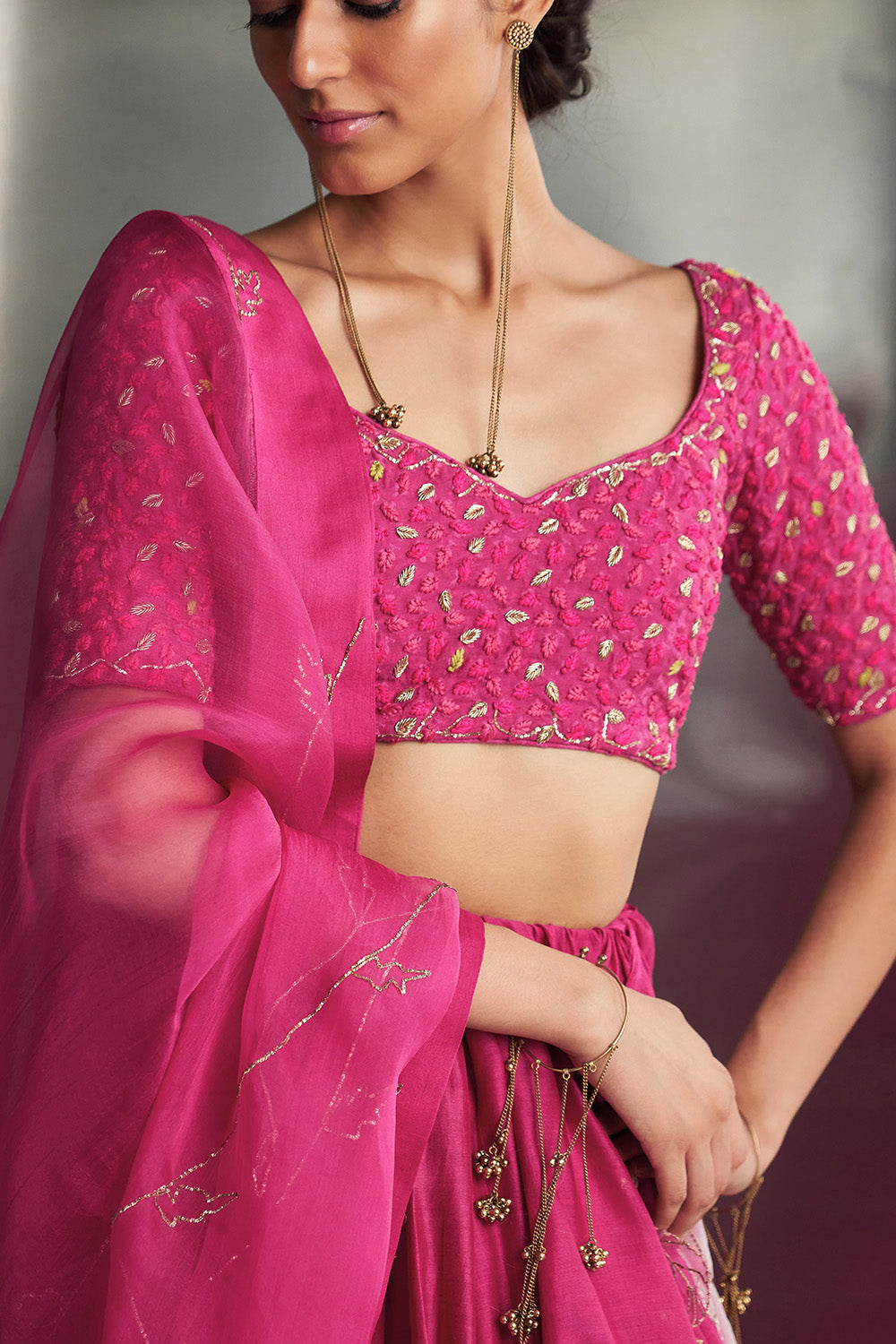 Mulberry Pop Pink Lehenga