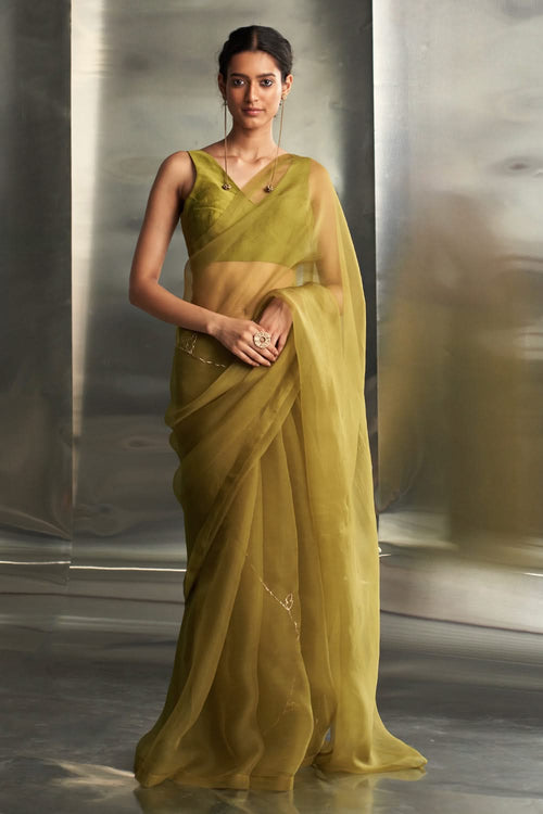 Berry Green Saree With  Blouse