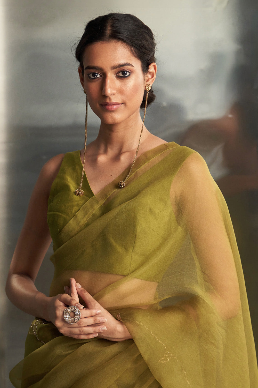 Berry Green Saree With  Blouse