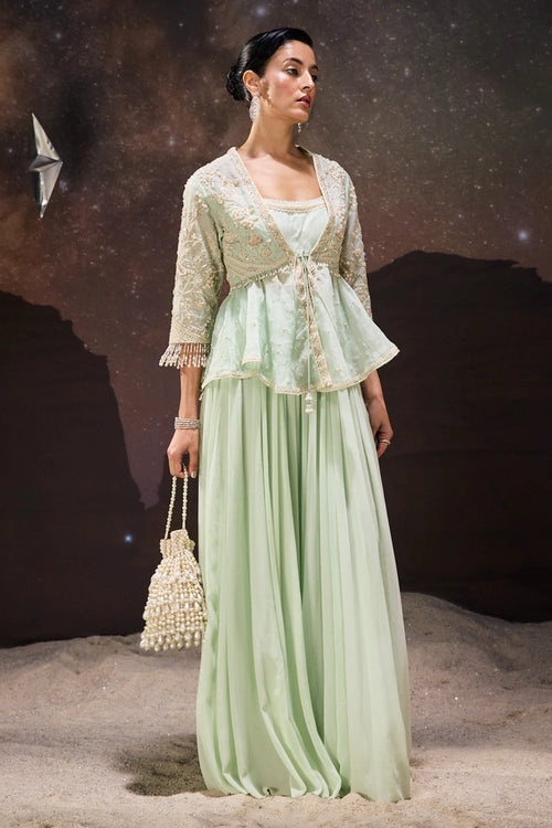 Mint Green Breezy Peplum Sharara Set